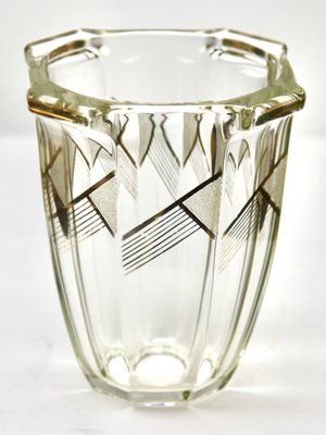 Art Deco Vase with Geometric Gold Painted Design from Moser & Söhne Karlsbad-MJY-1150404