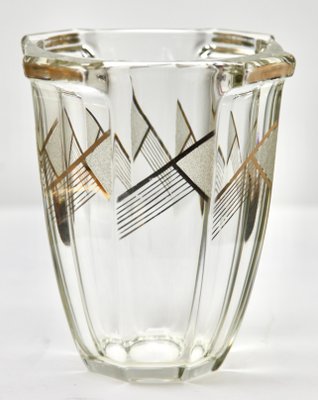 Art Deco Vase with Geometric Gold Painted Design from Moser & Söhne Karlsbad-MJY-1150404