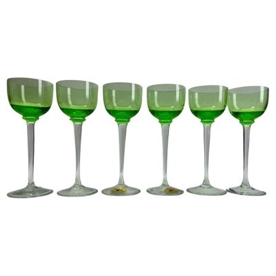 Art Deco Vaseline Glasses, 1955, Set of 6-MJY-1744890