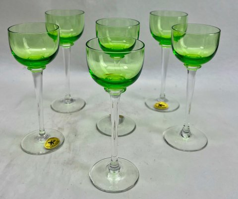 Art Deco Vaseline Glasses, 1955, Set of 6-MJY-1744890