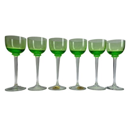 Art Deco Vaseline Glasses, 1955, Set of 6-MJY-1744890