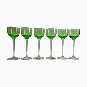 Art Deco Vaseline Glasses, 1955, Set of 6-MJY-1744890