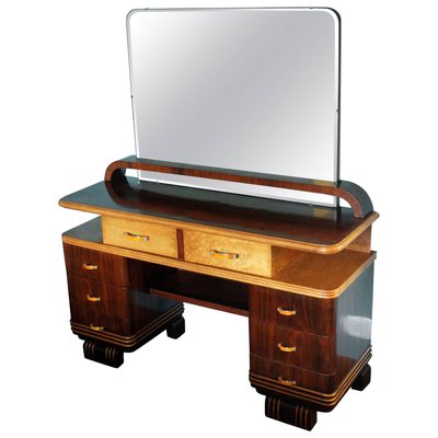 Art Deco Veneer Rosewood and Maple Vanity with Bakelite Handles, Italy, 1930s-AXE-1433434