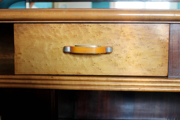 Art Deco Veneer Rosewood and Maple Vanity with Bakelite Handles, Italy, 1930s-AXE-1433434