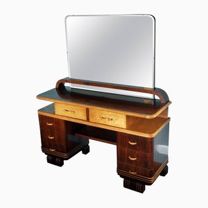 Art Deco Veneer Rosewood and Maple Vanity with Bakelite Handles, Italy, 1930s-AXE-1433434