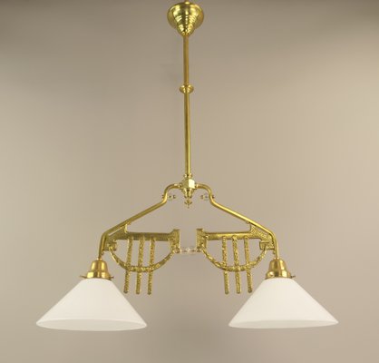 Art Deco Viennese Brass Hanging Lamp, 1920s-KDB-1716374