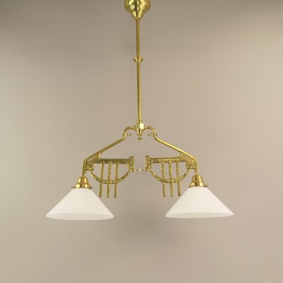 Art Deco Viennese Brass Hanging Lamp, 1920s-KDB-1716374