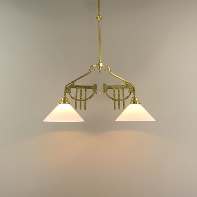 Art Deco Viennese Brass Hanging Lamp, 1920s-KDB-1716374