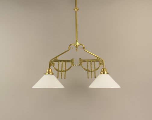 Art Deco Viennese Brass Hanging Lamp, 1920s-KDB-1716374