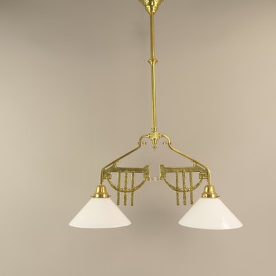 Art Deco Viennese Brass Hanging Lamp, 1920s-KDB-1716374