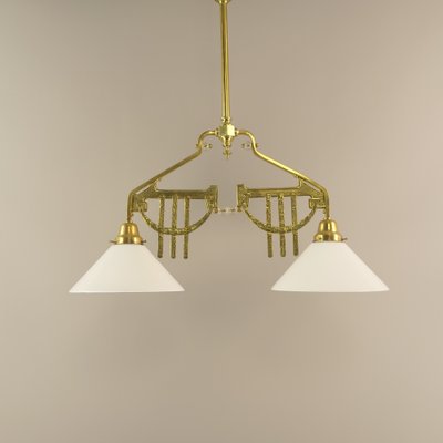 Art Deco Viennese Brass Hanging Lamp, 1920s-KDB-1716374