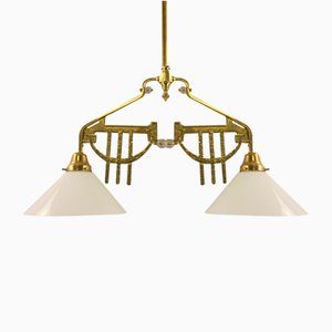 Art Deco Viennese Brass Hanging Lamp, 1920s-KDB-1716374