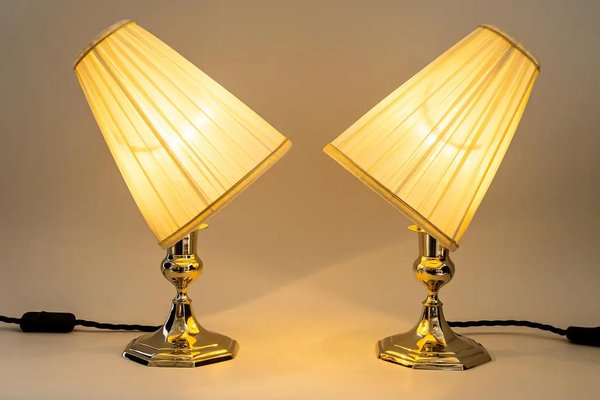 Art Deco Viennese Table Lamps with Fabric Shades, 1920s, Set of 2-SPD-1229073