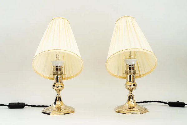 Art Deco Viennese Table Lamps with Fabric Shades, 1920s, Set of 2-SPD-1229073