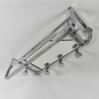 Art Deco Wall Coat Rack in Chrome-Plated Brass, 1930s-TL-1761796