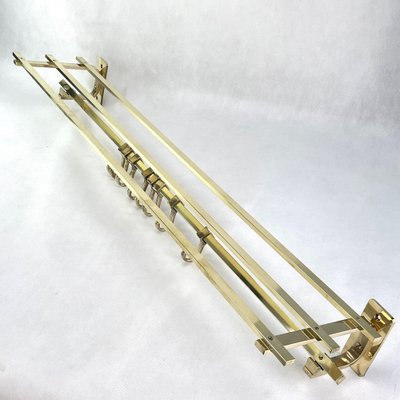 Art Deco Wall Coat Rack in Gold Brass, 1930s-JUZ-1752054