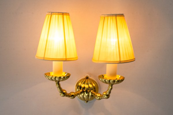 Art Deco Wall Lamps with Fabric Shades, Vienna, 1920s, Set of 5-SPD-2016075