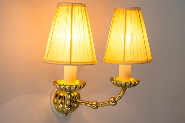 Art Deco Wall Lamps with Fabric Shades, Vienna, 1920s, Set of 5-SPD-2016075