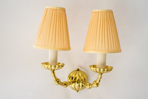 Art Deco Wall Lamps with Fabric Shades, Vienna, 1920s, Set of 5-SPD-2016075