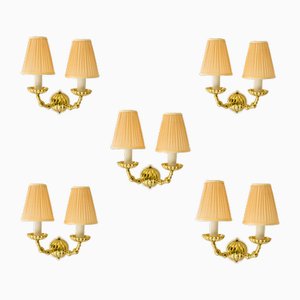 Art Deco Wall Lamps with Fabric Shades, Vienna, 1920s, Set of 5-SPD-2016075