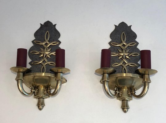 Art Deco Wall Lights in the style of Jules Leleu, Set of 2-BA-1365409