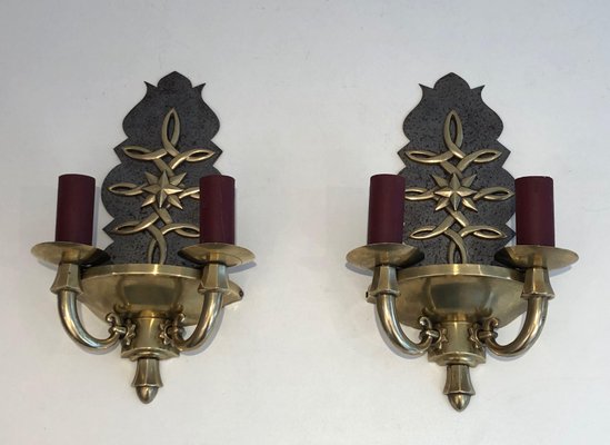 Art Deco Wall Lights in the style of Jules Leleu, Set of 2-BA-1365409