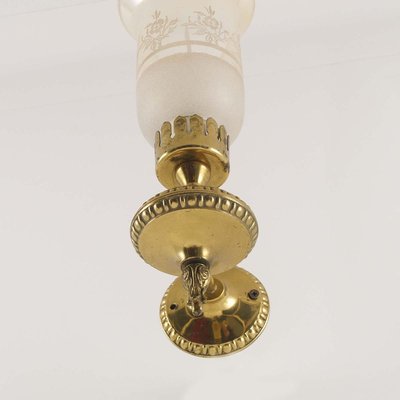 Art Deco Wall Sconces in Gilt Bronze & Murano Glass in the Style of Gio Ponti, Florence, 1940s, Set of 2-NJV-971810