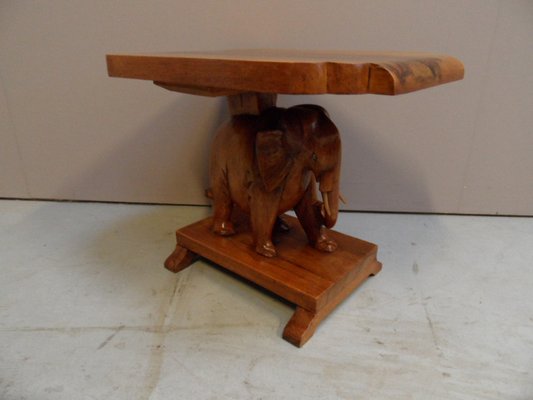 Art Deco Wallnut Sidetable with Elephant, 1930s-PNJ-1805251