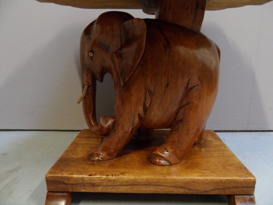 Art Deco Wallnut Sidetable with Elephant, 1930s-PNJ-1805251