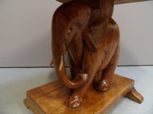 Art Deco Wallnut Sidetable with Elephant, 1930s-PNJ-1805251