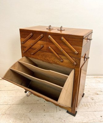 Art Deco Walnut Cantilever Sewing Box, 1920s-WZZ-1767566