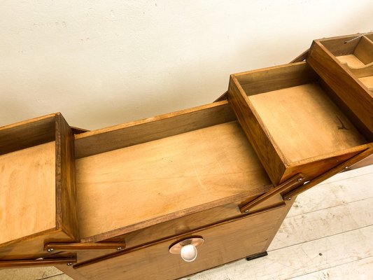 Art Deco Walnut Cantilever Sewing Box, 1920s-WZZ-1767566