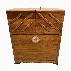 Art Deco Walnut Cantilever Sewing Box, 1920s-WZZ-1767566