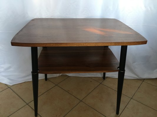 Art Deco Walnut Coffee Table with Shelf, 1970s-WQQ-848096