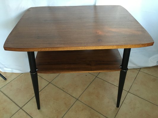 Art Deco Walnut Coffee Table with Shelf, 1970s-WQQ-848096