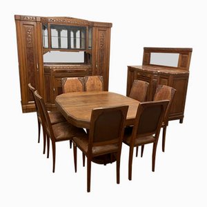 Art DEco Walnut Dining Tables and Chairs, Set of 12-SDV-1359450