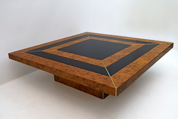 Art Deco Walnut & Lacquer Coffee Table, Italy, 1970s-FER-1156015