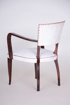 Art Deco White Armchair in Artificial Leather & Beech, France, 1930s-WHY-1778073