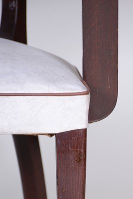 Art Deco White Armchair in Artificial Leather & Beech, France, 1930s-WHY-1778073