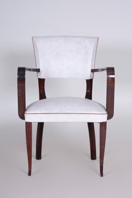 Art Deco White Armchair in Artificial Leather & Beech, France, 1930s-WHY-1778073