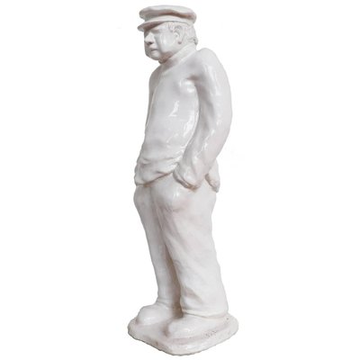 Art Deco White Craquelé Sculpture-DEK-932537