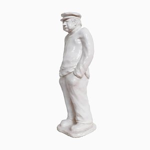 Art Deco White Craquelé Sculpture-DEK-932537