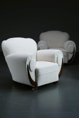 Art Deco White Lounge Chairs, 1930s, Set of 2-XFS-1444326