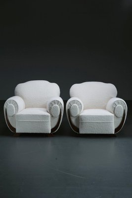 Art Deco White Lounge Chairs, 1930s, Set of 2-XFS-1444326