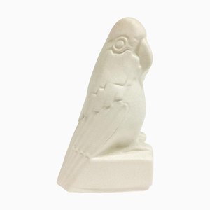 Art Deco White Matte Glazed Cockatoo with Craquelure by Leen. J. Muller, 1928-UCH-1224546