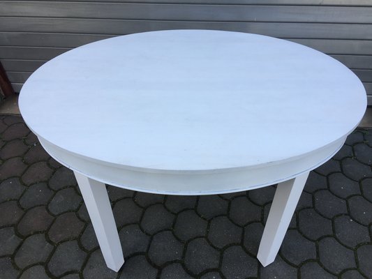 Art Deco White Oval Dining Table, 1940s-WQQ-659553