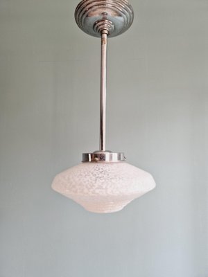 Art Deco White Speckled Glass Suspension, 1930s-FAX-1727670