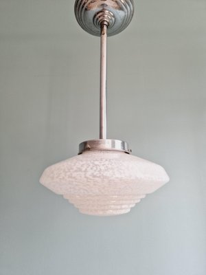 Art Deco White Speckled Glass Suspension, 1930s-FAX-1727670