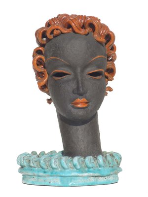 Art Deco Woman's Head in Ceramic by Rudolf Knörlein for Goldscheider, Vienna, Austria, 1930s-KGD-1772467