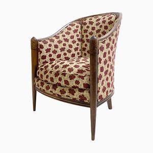 Art Deco Wood and Fabric Armchair-FGA-1801588